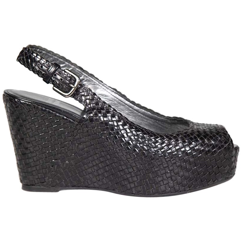 Stuart Weitzman Sandales à talons compensés en cuir noir Taille IT 37.5