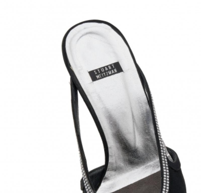 Stuart Weitzman Black Nylon Crystal Embellished Mules Size 40 For Sale 1