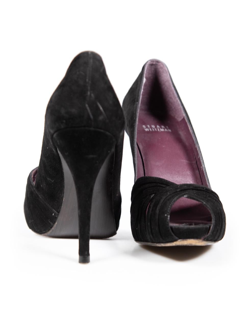 Stuart Weitzman Noir talons en daim plissés Taille US 7 Bon état - En vente à London, GB