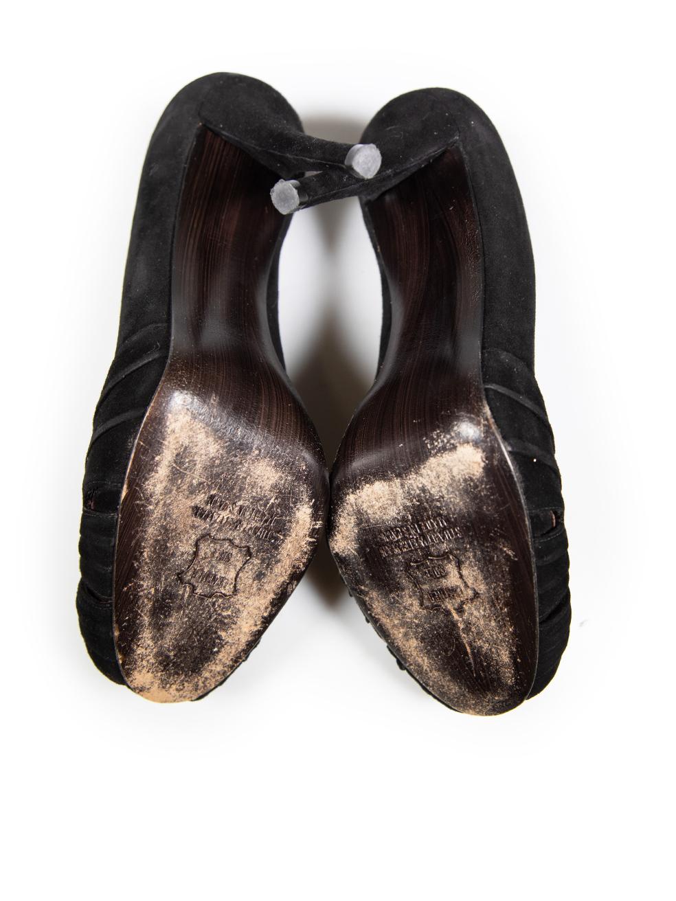 Stuart Weitzman Noir talons en daim plissés Taille US 7 Pour femmes en vente