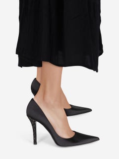 Stuart Weitzman Black Rhinestone Embellished Heels Size US 7