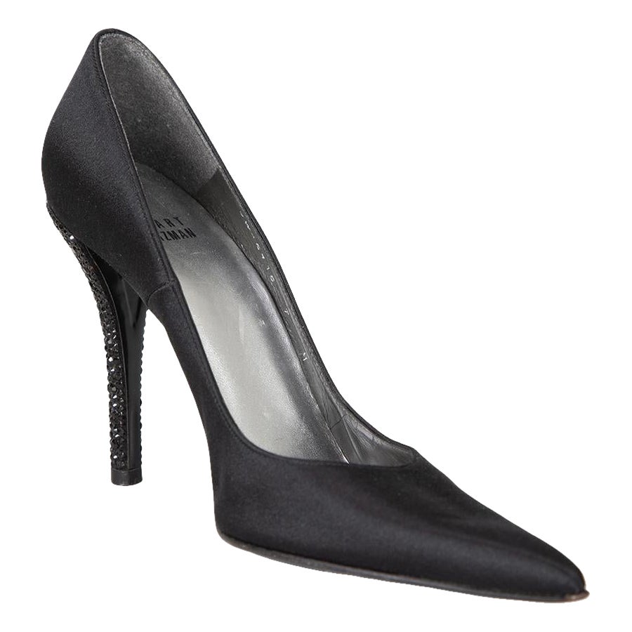 Stuart Weitzman Black Rhinestone Embellished Heels Size US 7