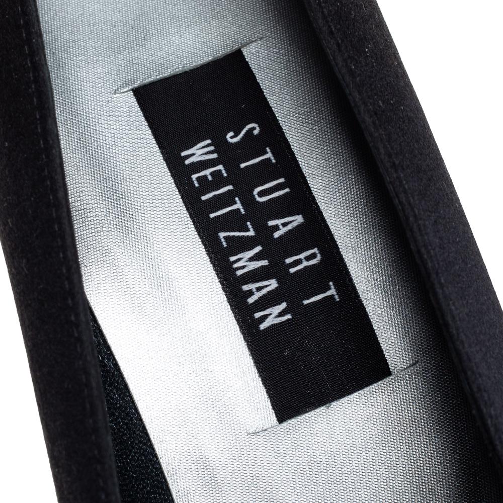 Women's Stuart Weitzman Black Satin Embellished Pumps Size 39.5