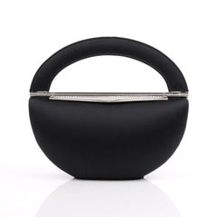 STUART WEITZMAN Black Satin Silver Crystal Evening Bag Handbag Clutch w/ Chain
