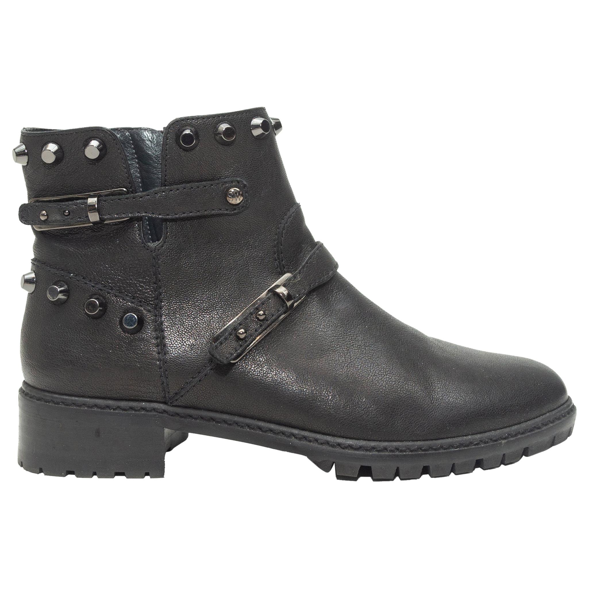 Stuart Weitzman Black Studded Moto Ankle Boots