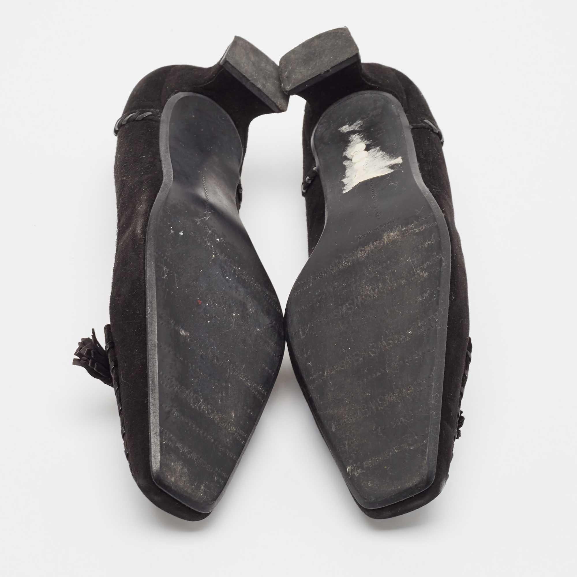Stuart Weitzman - Escarpins en daim noir à talon bloc - Taille 37.5 en vente 1