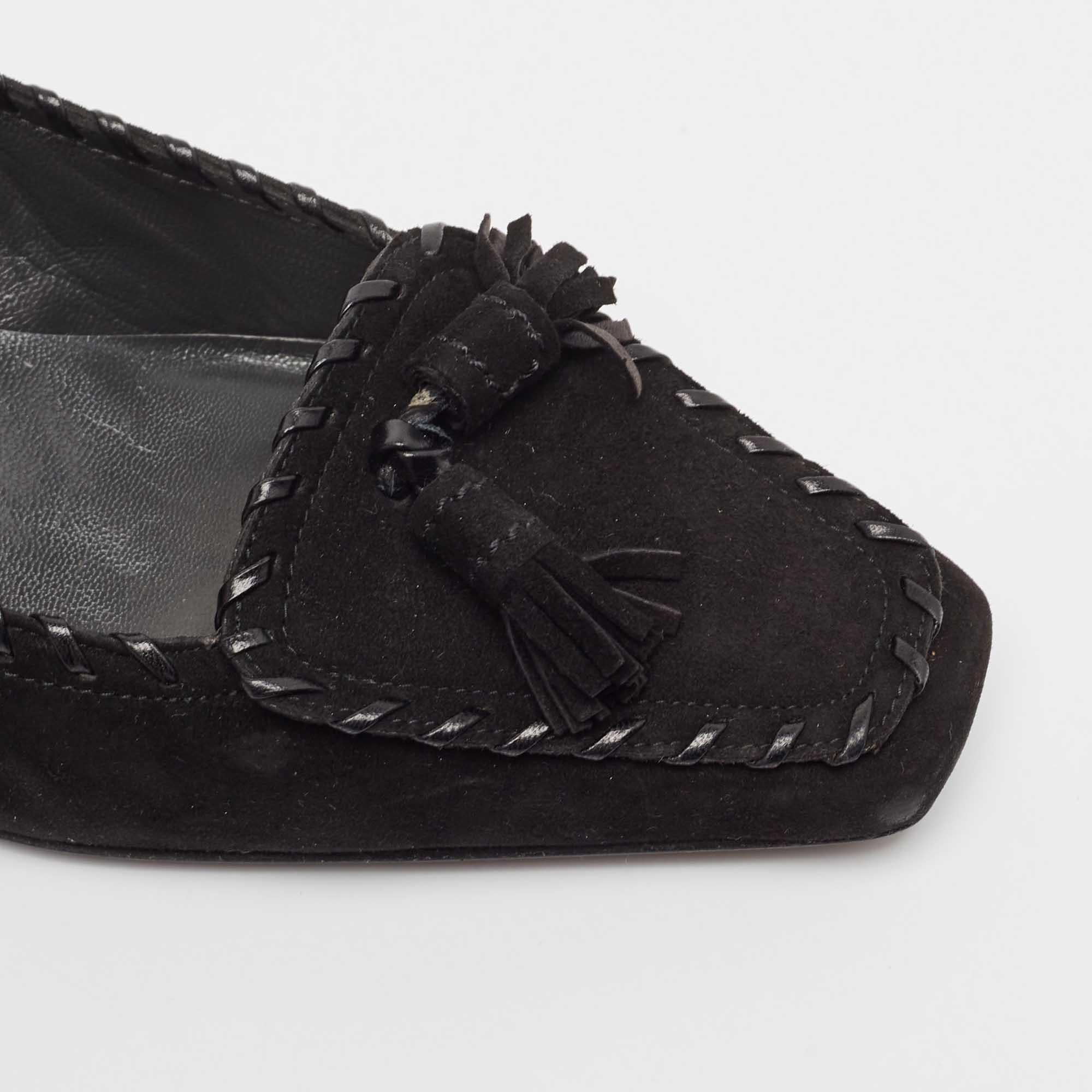 Stuart Weitzman - Escarpins en daim noir à talon bloc - Taille 37.5 en vente 3