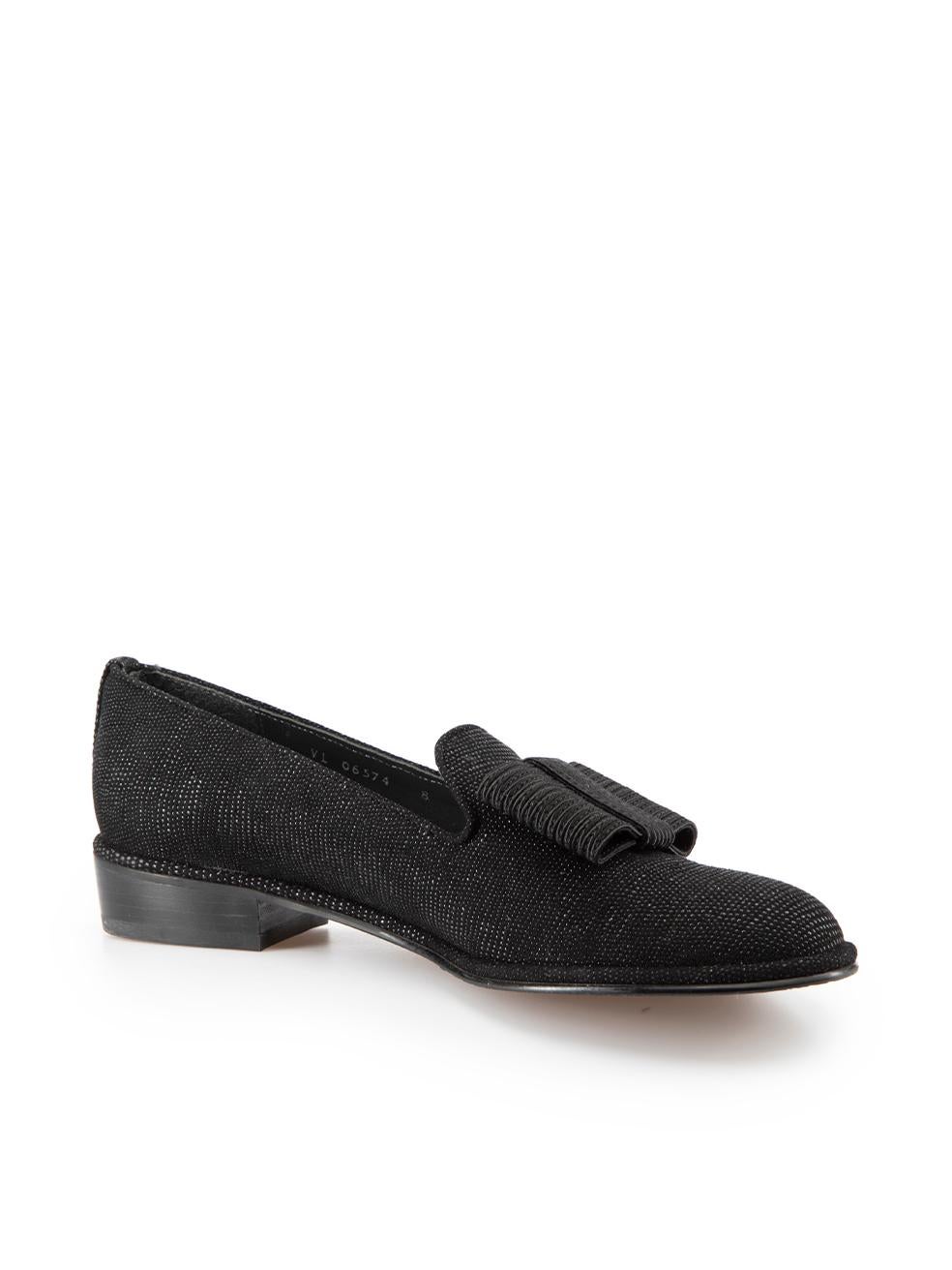 CONDITION is Very good. Hardly any visible wear to loafers is evident on this used Stuart Weitzman designer resale item. Shoebox included.

Details
Black
Suede
Loafers
Slip on
Almond toe
Low heel
Bow detail
Textured suede
  
Made in Spain
 