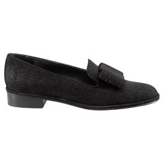 Stuart Weitzman Black Suede Bow Loafers Size US 8