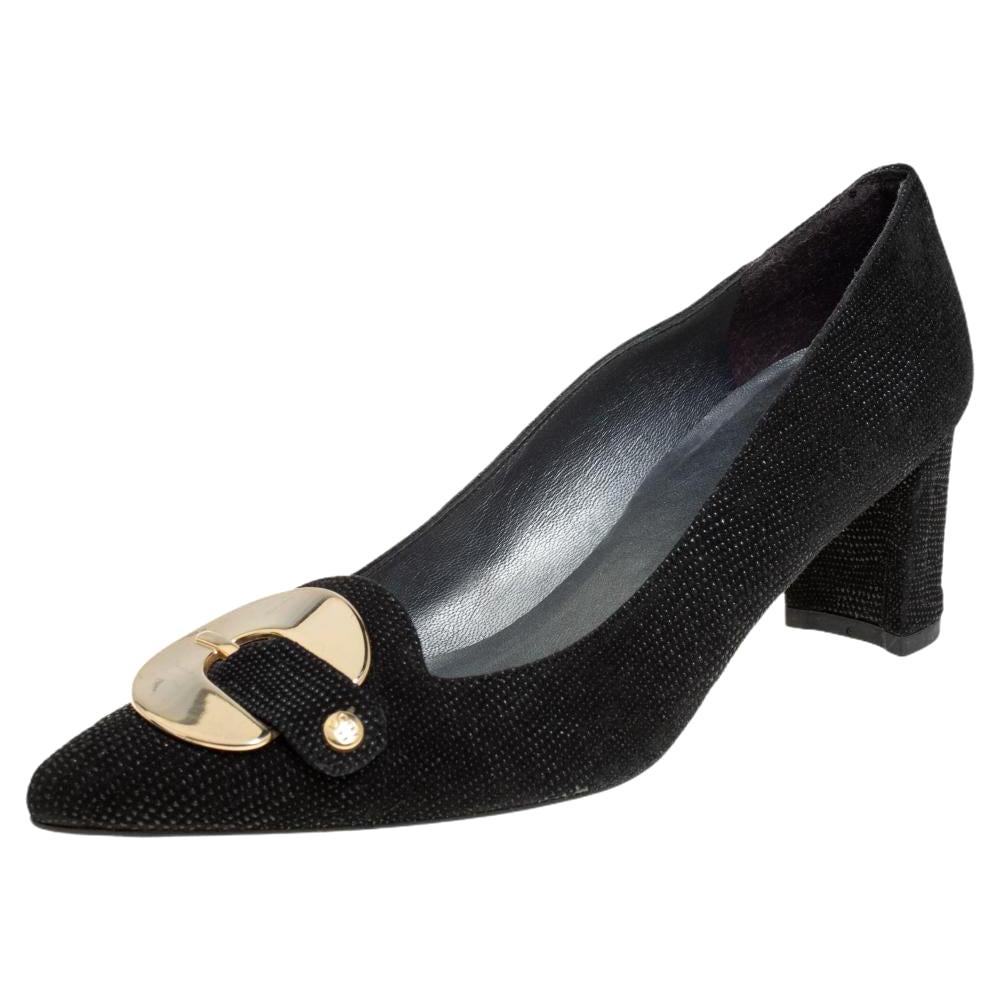 Stuart Weitzman Black Suede Buckle 