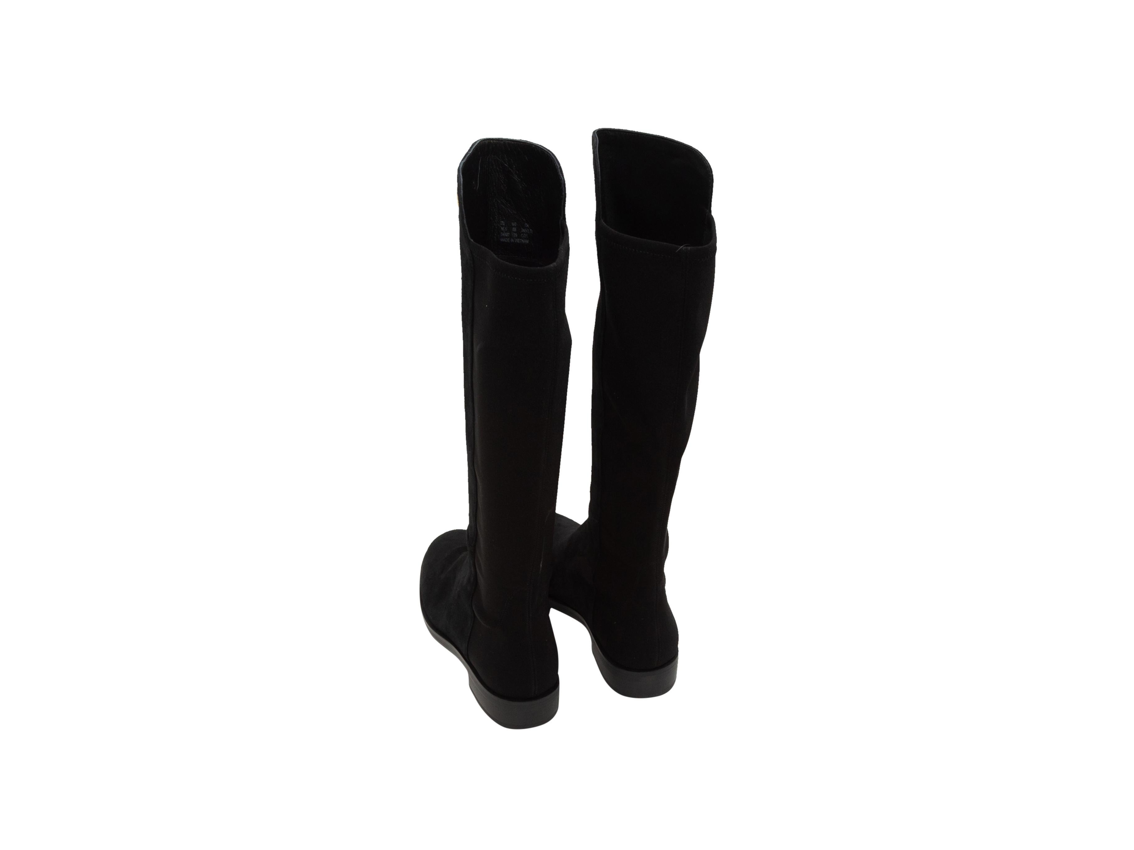  Stuart Weitzman Black Suede & Elastic Knee-High Boots In Good Condition In New York, NY