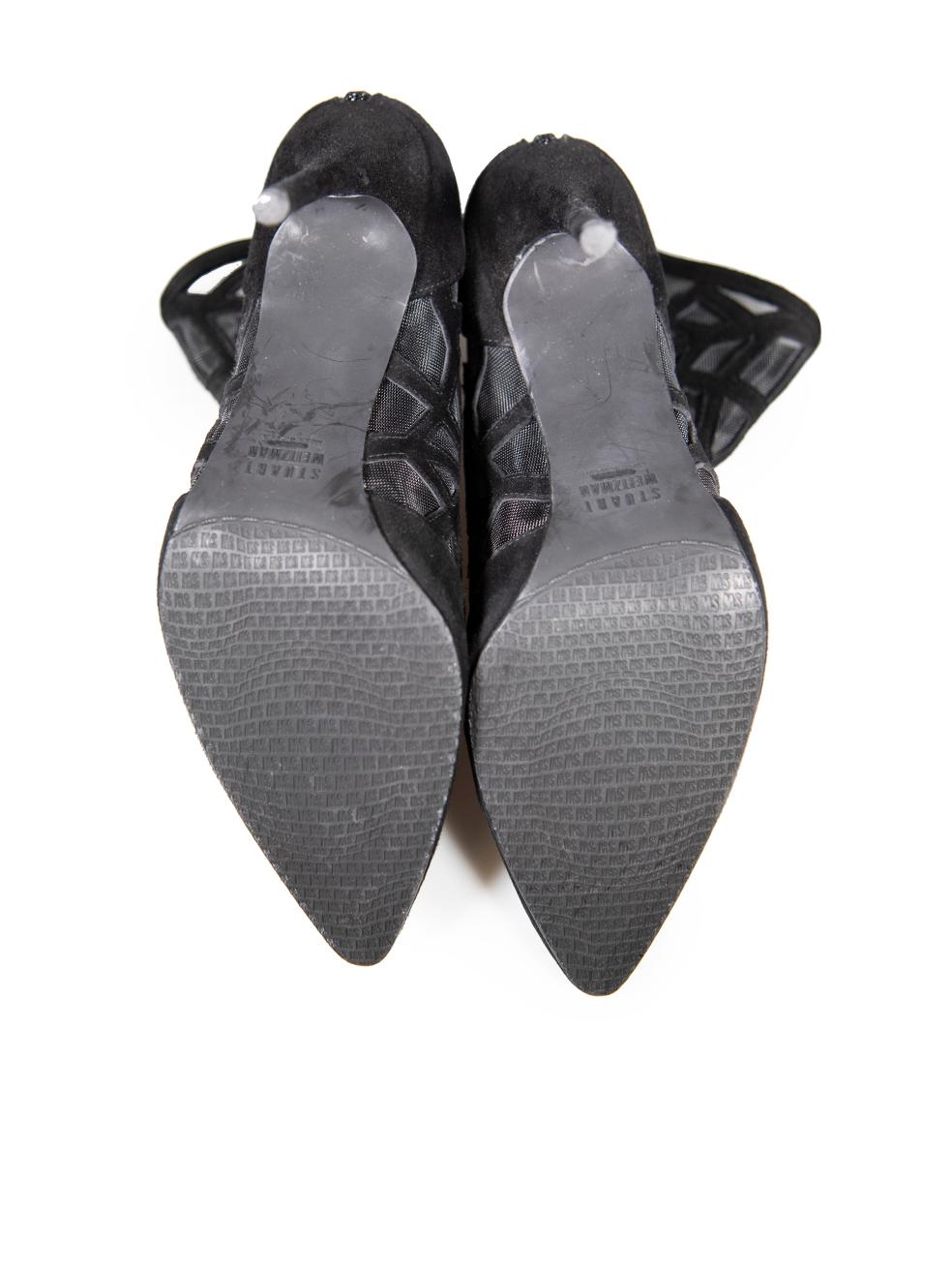 Women's Stuart Weitzman Black Suede Geometric Ankle Boots Size IT 39 For Sale