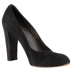 Stuart Weitzman Black Suede Glitter Pumps Size IT 39
