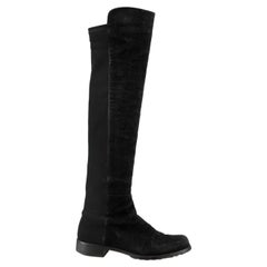 Stuart Weitzman Black Suede Kitten Heel Over The Knee Boots Size IT 37