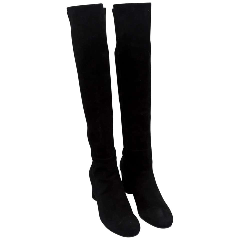 Stuart Weitzman Black Suede Knee-High Boots For Sale at 1stDibs