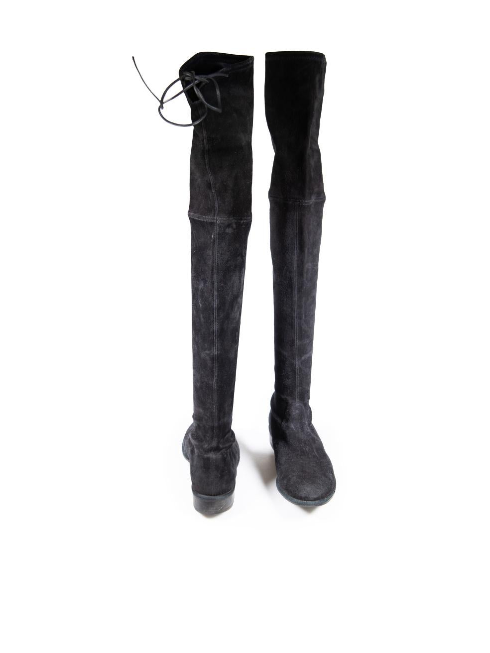 Noir Stuart Weitzman Bottes à lacets en daim noir Taille US 9 en vente