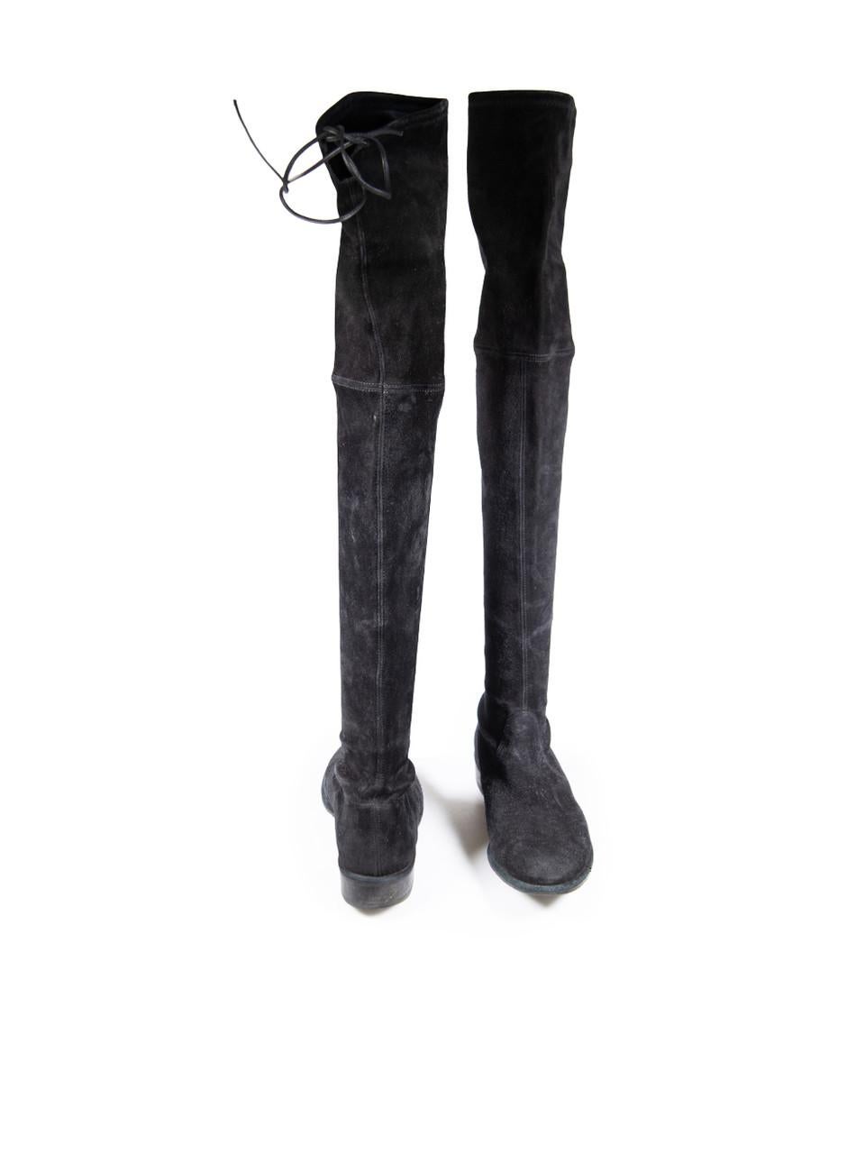 Stuart Weitzman Black Suede Lowland Tie Boots Size US 9 Negro en venta