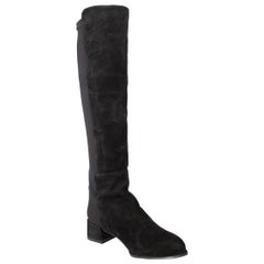 Used Stuart Weitzman Black Suede Mezzamezza Boots Size US 6.5