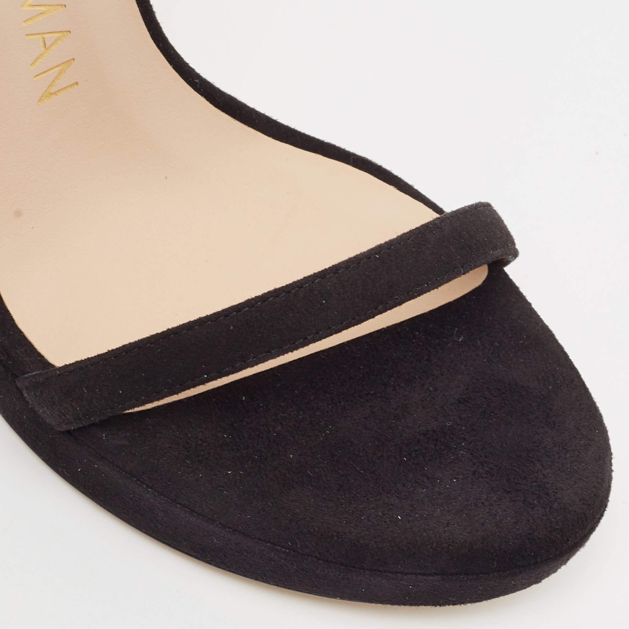 Stuart Weitzman Black Suede Nudist Disco Platform Sandals Size 37 In Excellent Condition In Dubai, Al Qouz 2