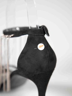 Stuart Weitzman Black Suede Open Toe Tassel Sandals Size US 7.5