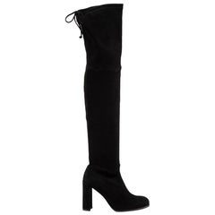 Stuart Weitzman Black Suede Over The Knee Heel Boots Size US 6.5