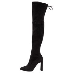 Stuart Weitzman Black Suede Over The Knee Length Boots Size 37