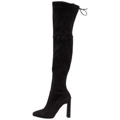 Stuart Weitzman Black Suede Over The Knee Length Boots Size 37