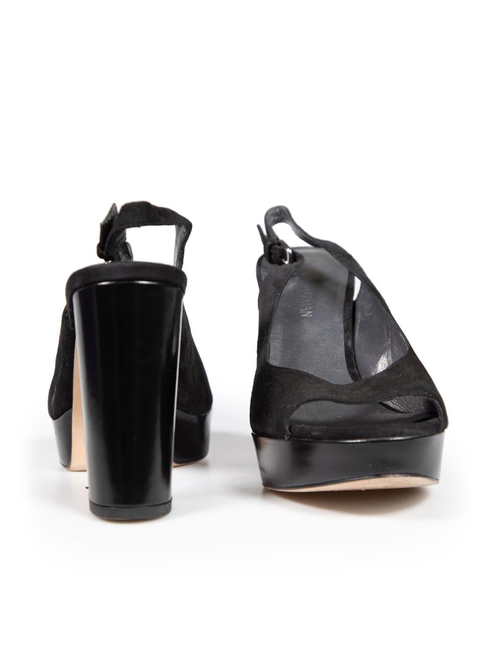 Stuart Weitzman Black Suede Slingshot Heels Size US 11 In Good Condition For Sale In London, GB