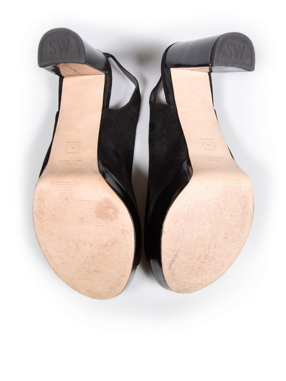 Women's Stuart Weitzman Black Suede Slingshot Heels Size US 11 For Sale
