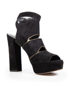 Stuart Weitzman Black Suede Strap Heels Size US 7.5