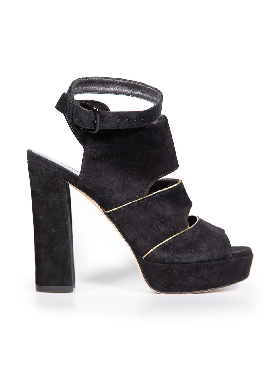 CONDITION is Very good. Minimal wear to sandals is evident. Minor discolouration to the insoles and sides of the toe box of both shoes, on the right side of the heel stem and on the inside of the upper of the left shoe on this used Stuart Weitzman