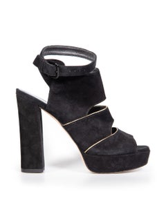 Stuart Weitzman Black Suede Strap Heels Size US 7.5