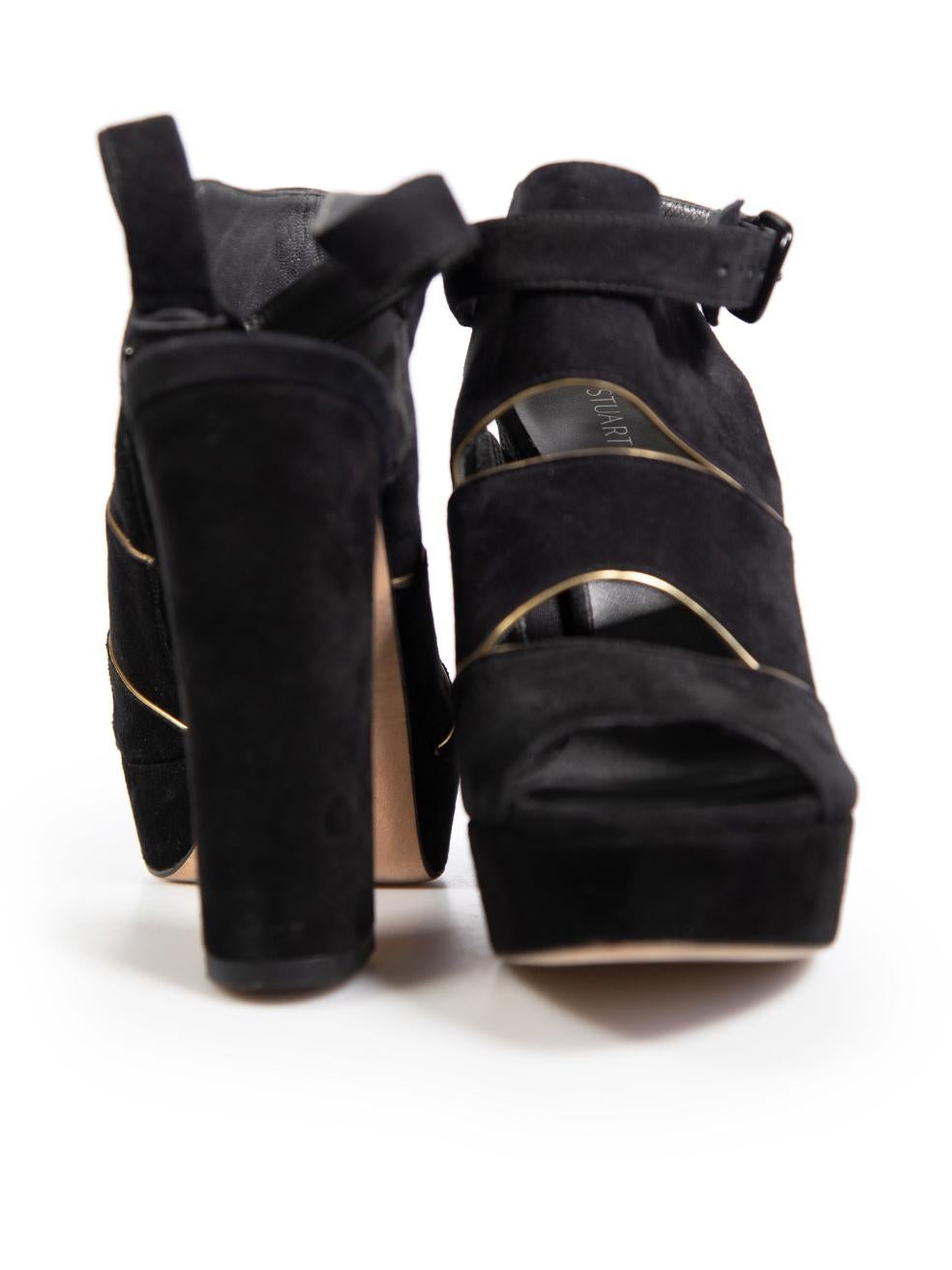 Noir Stuart Weitzman talons à lanières en daim noir Taille US 7.5 en vente