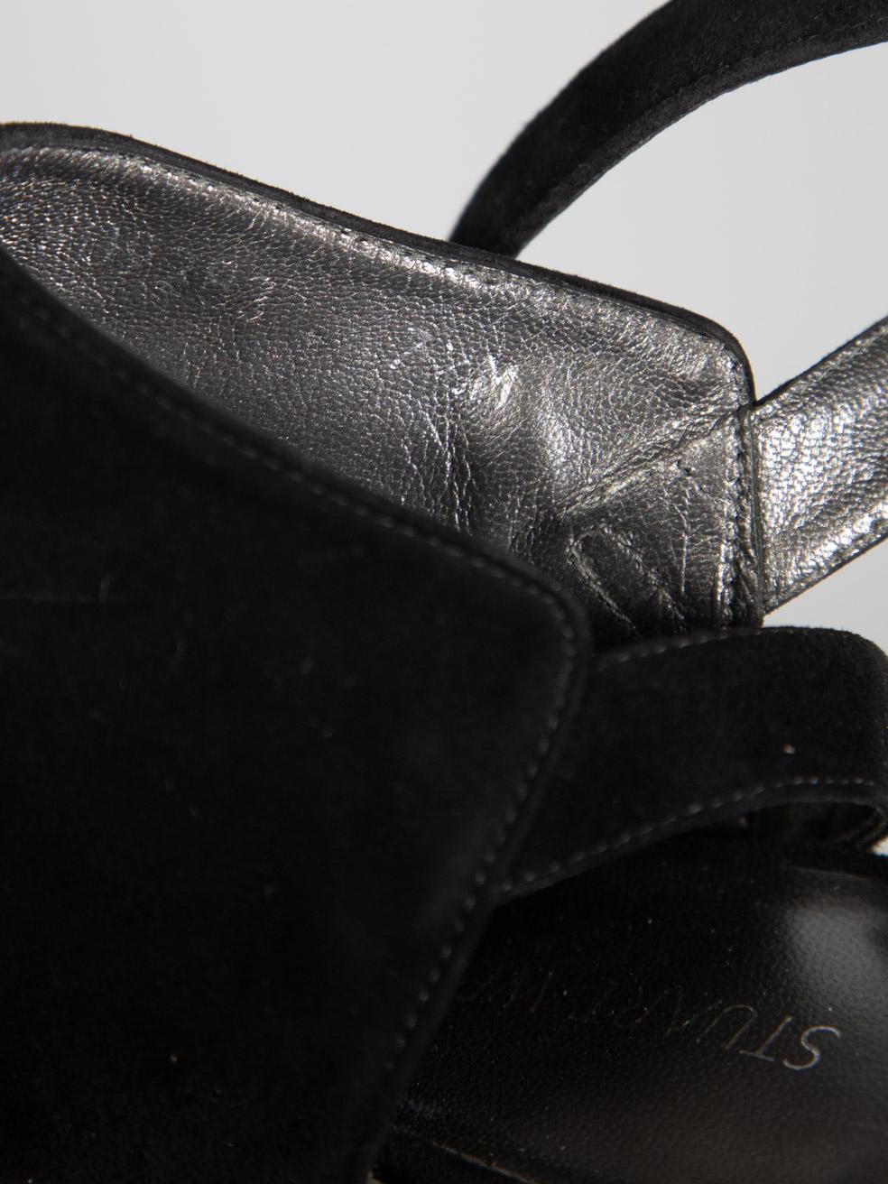 Stuart Weitzman talons à lanières en daim noir Taille US 7.5 en vente 1