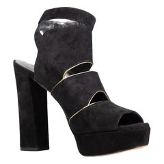 Stuart Weitzman Black Suede Strap Heels Size US 7.5
