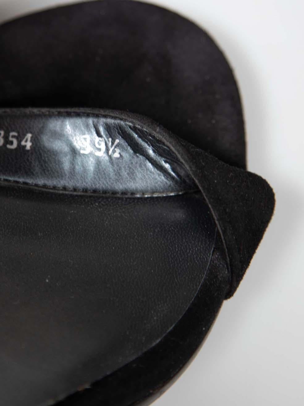 Stuart Weitzman Black Suede Strap Mid Heel Sandals Size IT 39.5 For Sale 4