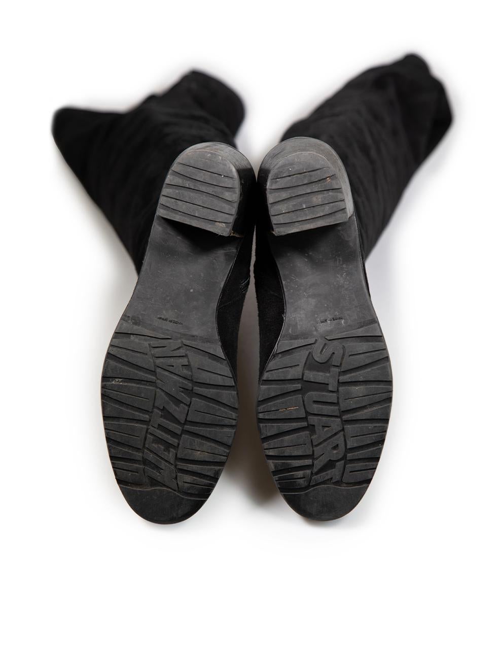 Women's Stuart Weitzman Black Suede Thigh High Mid Heel Boots Size IT 38 For Sale
