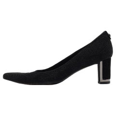 Stuart Weitzman Black Textured Suede Pointed Toe Pumps Size 38.5