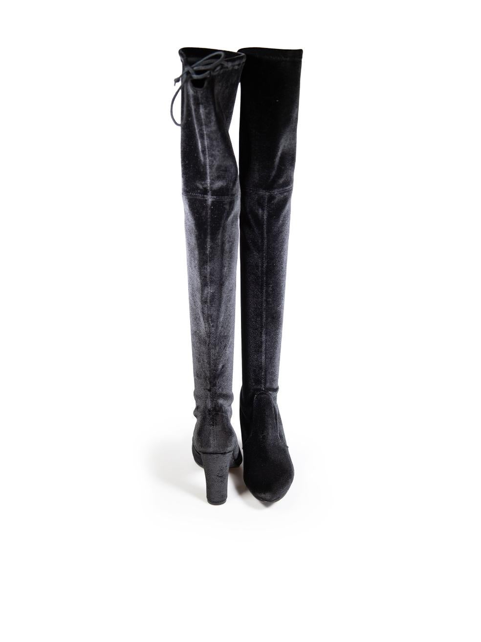 Stuart Weitzman Black Velvet Over Knee High Boots Size IT 37 Negro en venta