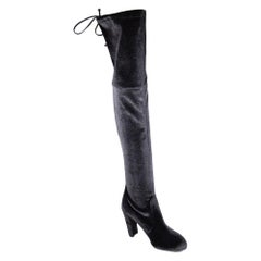 Stuart Weitzman Black Velvet Over Knee High Boots Size IT 37