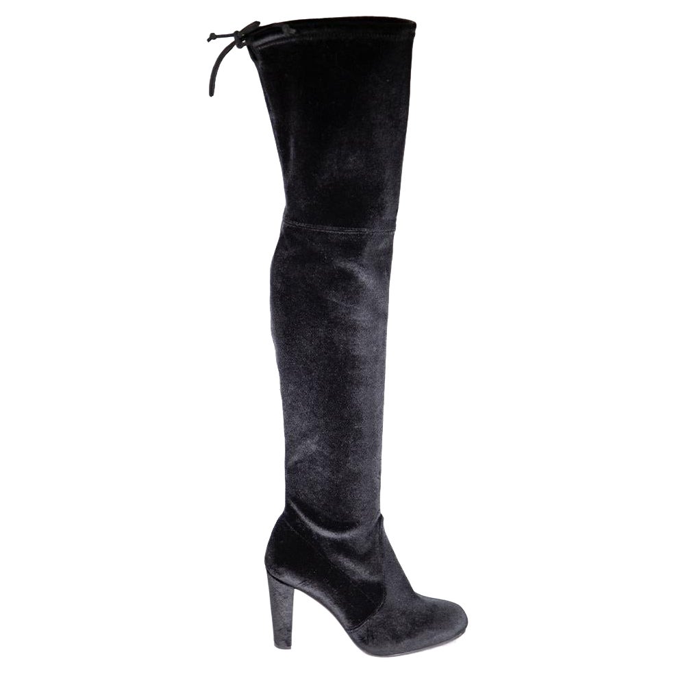 Stuart Weitzman Black Velvet Over Knee High Boots Size IT 37