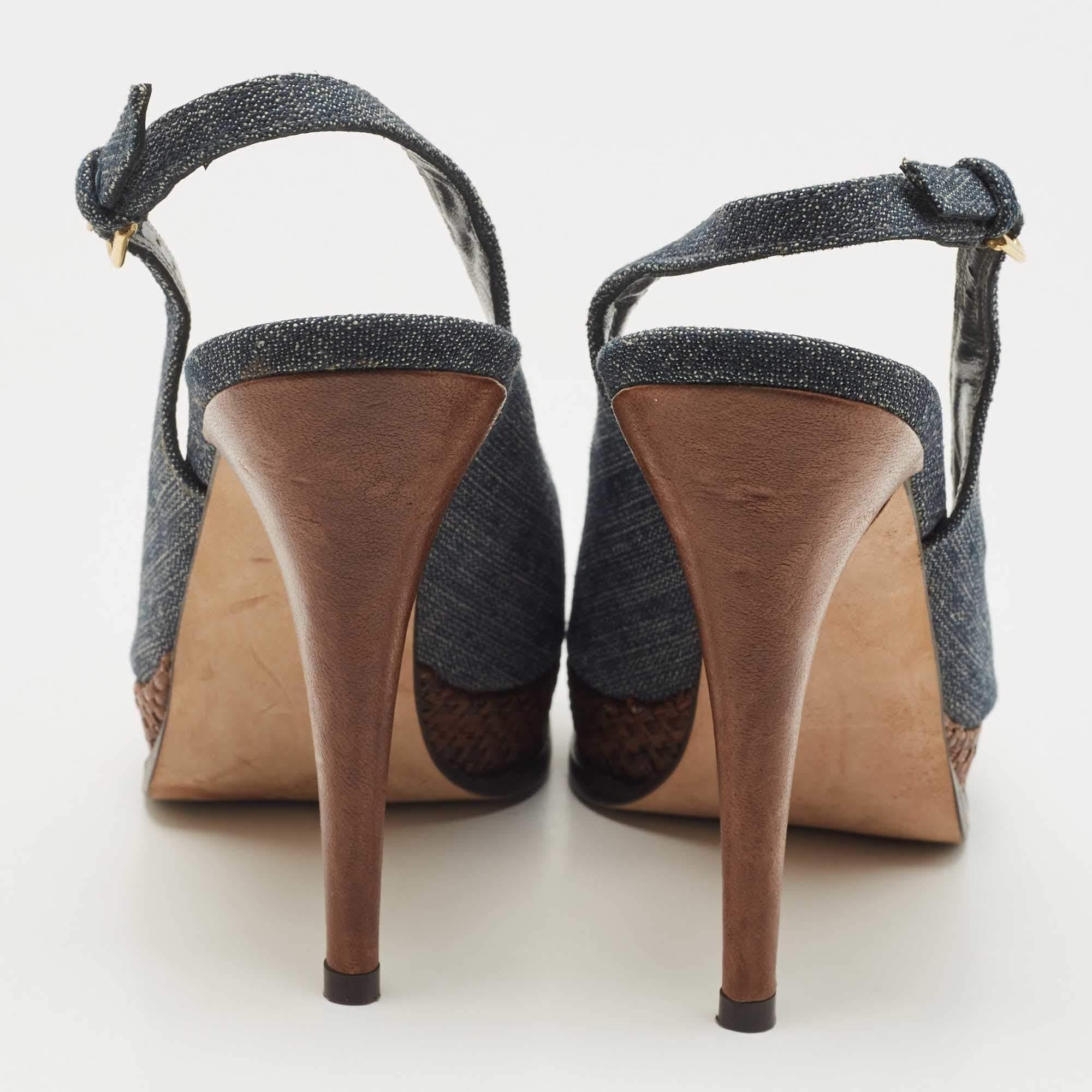 De las mujeres Stuart Weitzman Sandalias vaqueras azules con plataforma Slingback talla 40 en venta