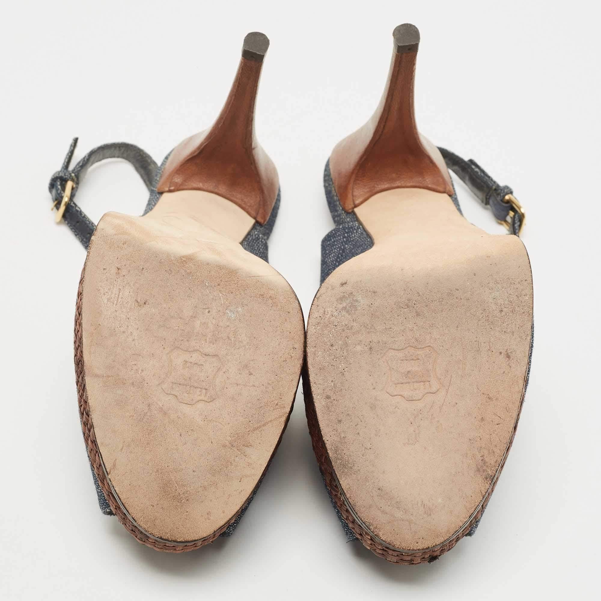 Stuart Weitzman Sandalias vaqueras azules con plataforma Slingback talla 40 en venta 1