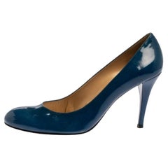 Stuart Weitzman Blue Patent Leather Round Toe Pumps Size 40.5