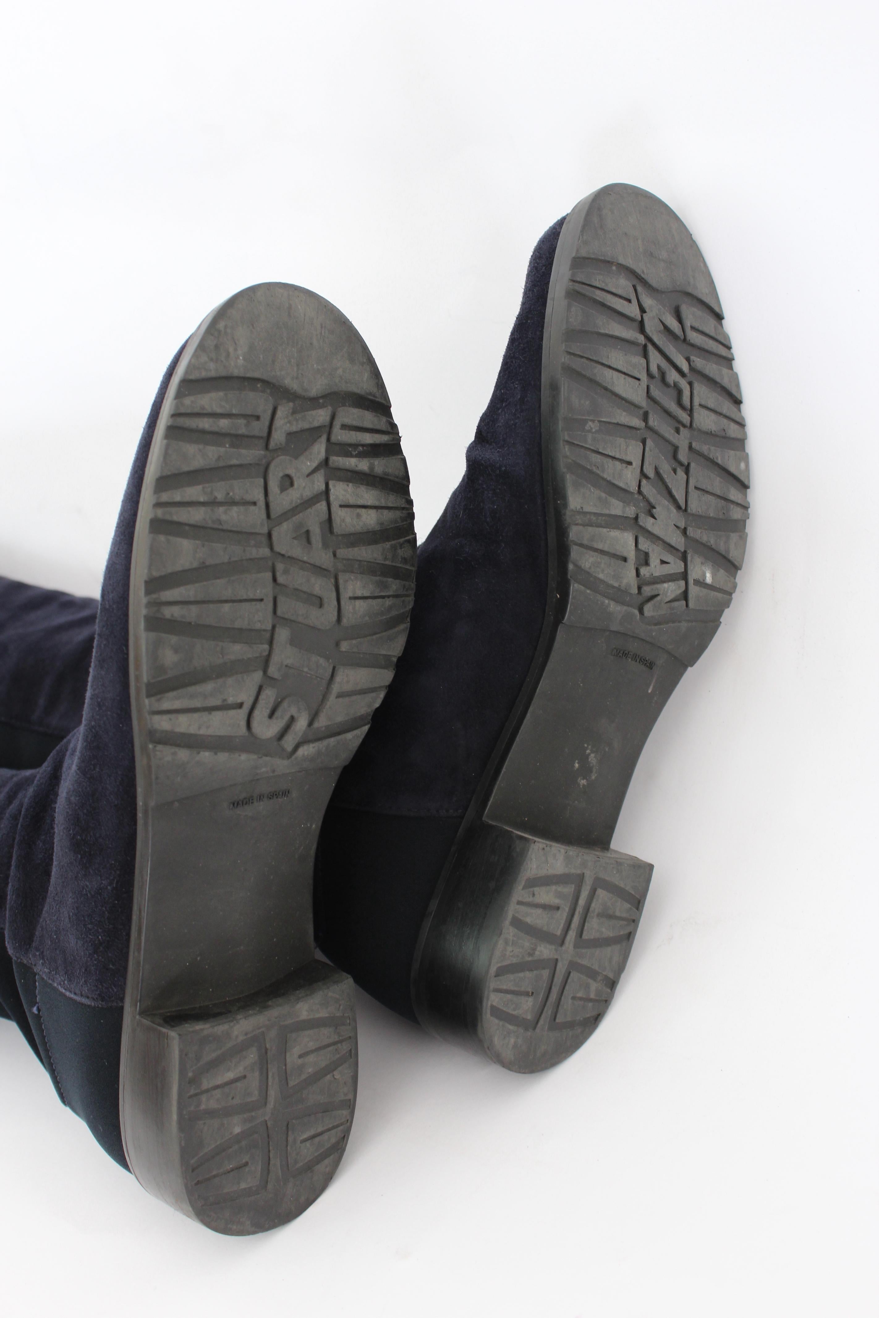 Black Stuart Weitzman Blue Suede Leather Boots Reserve For Sale