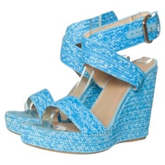 Stuart Weitzman, blue woven wedges