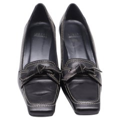 Stuart Weitzman Bow Square-Toe Pumps in Black Leather