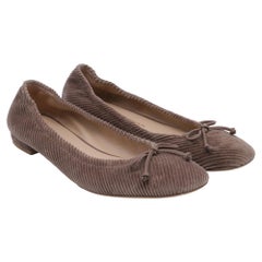 Stuart Weitzman Bria Ballet Flats in Brown Velvet Corduroy