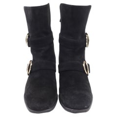 Stuart Weitzman Britain Buckle Ankle Boots In Brown Suede