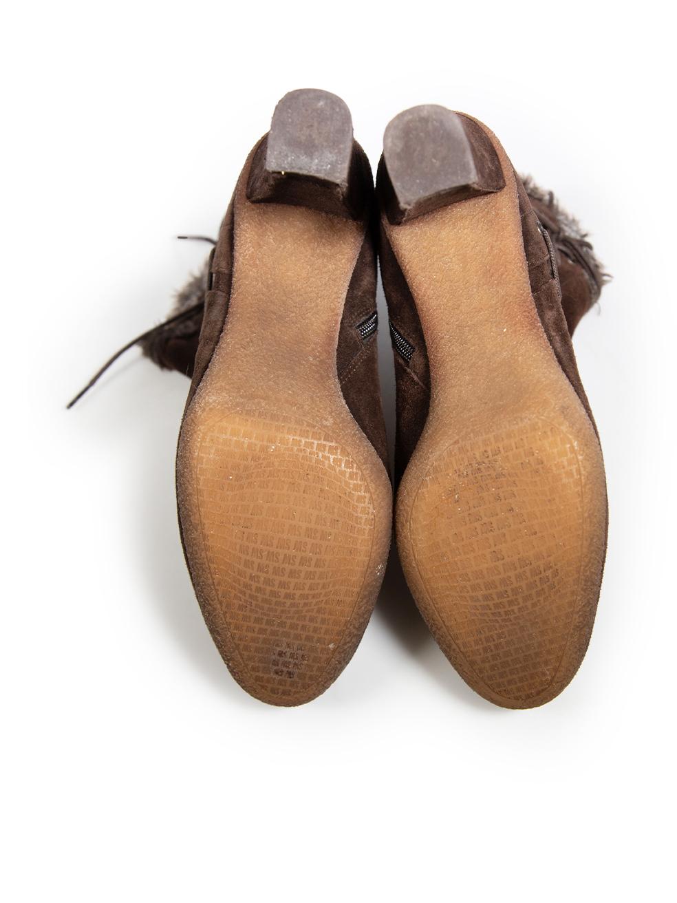 Stuart Weitzman Botas de tacón de ante marrón con ribete de piel talla UK 6.5 en Bueno estado para la venta en London, GB